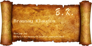 Brassay Klaudia névjegykártya